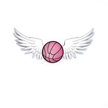 a pink ball with wings on a white background