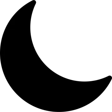 a black and white crescent icon
