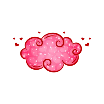 a pink cloud with hearts and stars on it