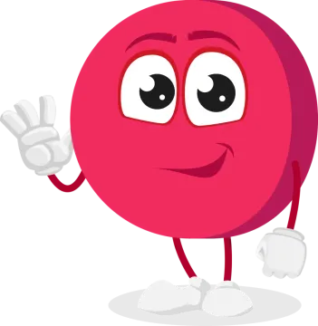 a red apple cartoon character giving a peace sign