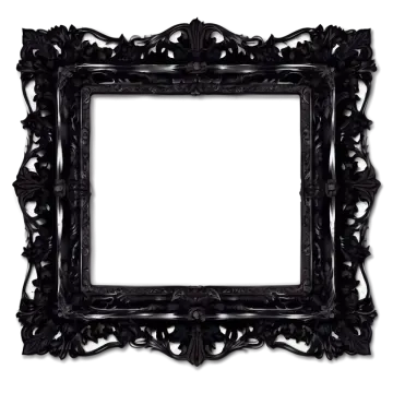 an ornate black frame with a white background