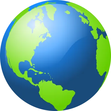 a blue and green globe on a white background