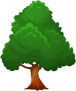 a cartoon tree with green leaves