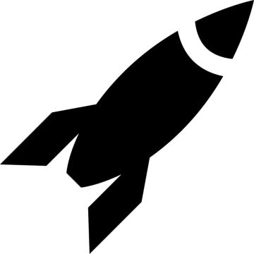a black and white silhouette of a rocket