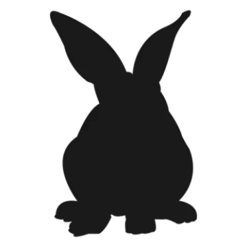 a black silhouette of a rabbit sitting down
