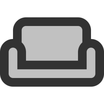 a black and white couch icon