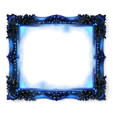 a blue frame with leaves and flowers on it