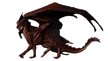 a red dragon is flying through the air