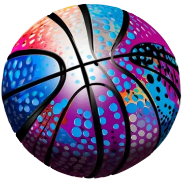 a basketball ball with colorful spots on it