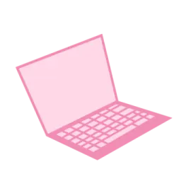 a pink laptop on a white background