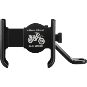 a black bike mount with a motorcycle logo on it