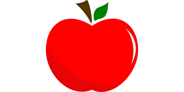 an apple with a green leaf on top