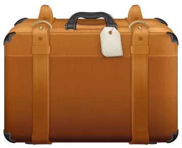 a brown suitcase with a tag on it