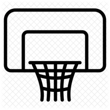 a black and white icon of a basketball hoop