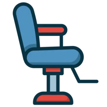 a blue and red office chair on a white background