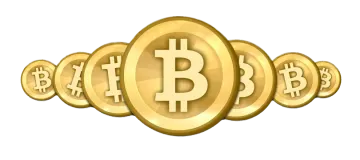 a golden bit coin with the word bit on it