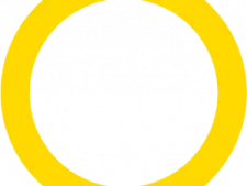 a yellow circle on a white background