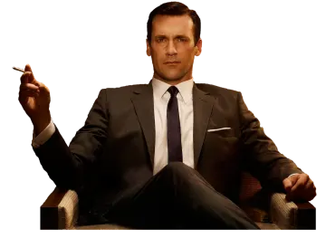 a man in a suit smoking a cigarette