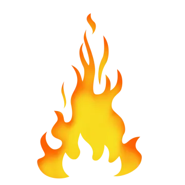 a yellow flame on a white background