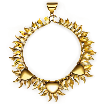 a gold necklace on a white background