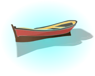 a red and yellow boat on a blue background