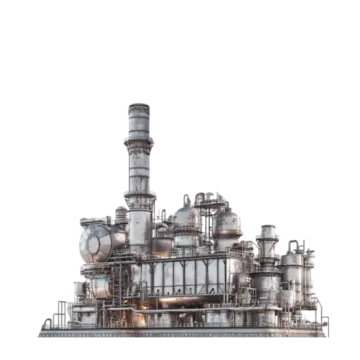 an industrial plant with a white background