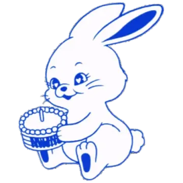 a drawing of a bunny holding a cupcake