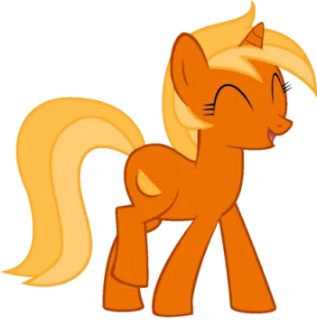 an orange pony with long hair and a yellow mane