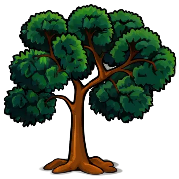 a cartoon tree with green leaves