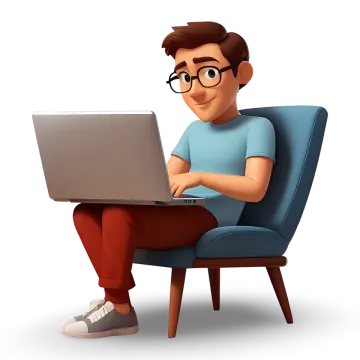 a man sitting in a chair with a laptop