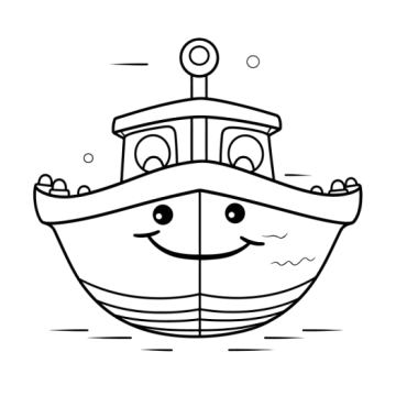 a cartoon boat with a smiling face