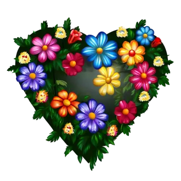 a heart shaped wreath with colorful flowers
