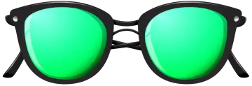 a pair of sunglasses with green lenses