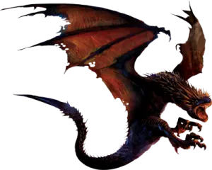 a red dragon flying in the air