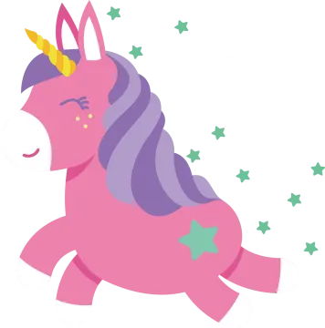 a pink unicorn with stars on its head