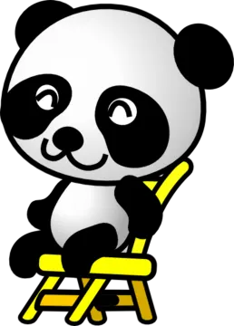 a panda bear sitting on a yellow chair