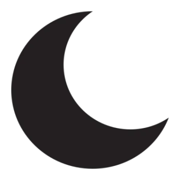 a black and white crescent icon