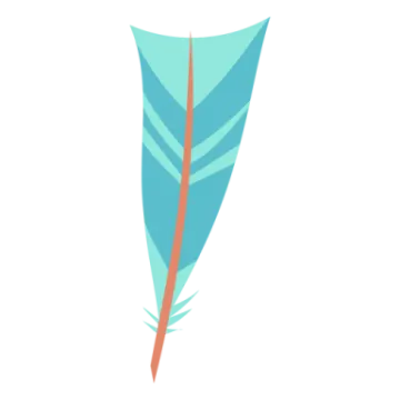 a blue feather on a white background