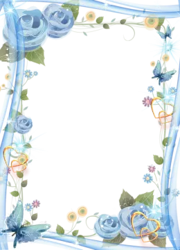 a blue frame with flowers and leaves