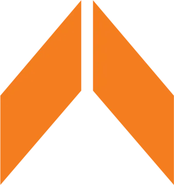 an orange arrow icon with a white background