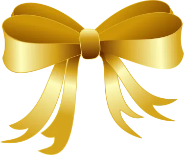 a gold ribbon with a bow