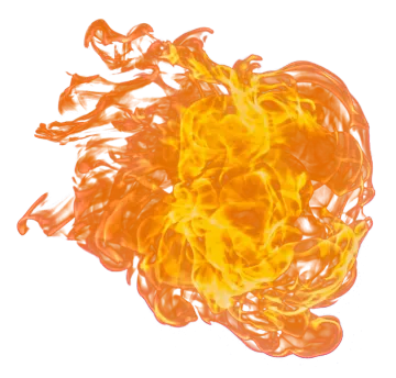 an orange and yellow fire on a white background