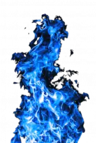 a blue fire on a white background