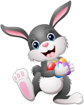 a cartoon bunny holding an easter egg
