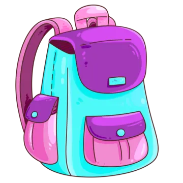 a purple and blue backpack