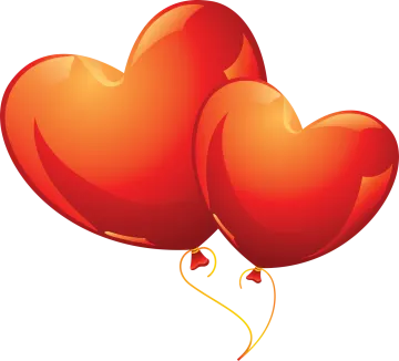 two red heart shaped balloons