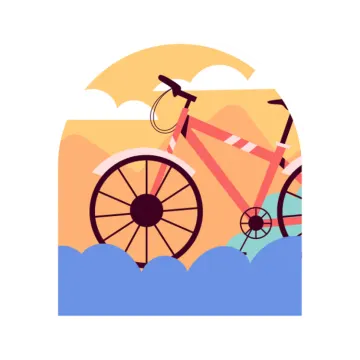 a bicycle with the sun in the background