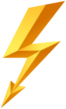 an orange lightning bolt on a white background
