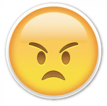 a yellow smiley face with an angry expression