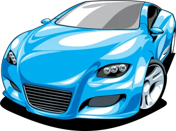 a blue sports car on a white background